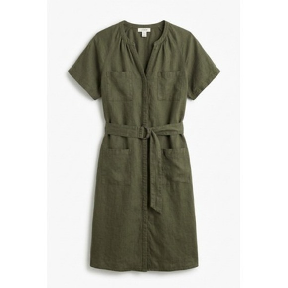Lucky Brand Dresses & Skirts - Lucky Brand Dress Women XL Green Linen Blend Belted Shirt Midi Utility Pockets